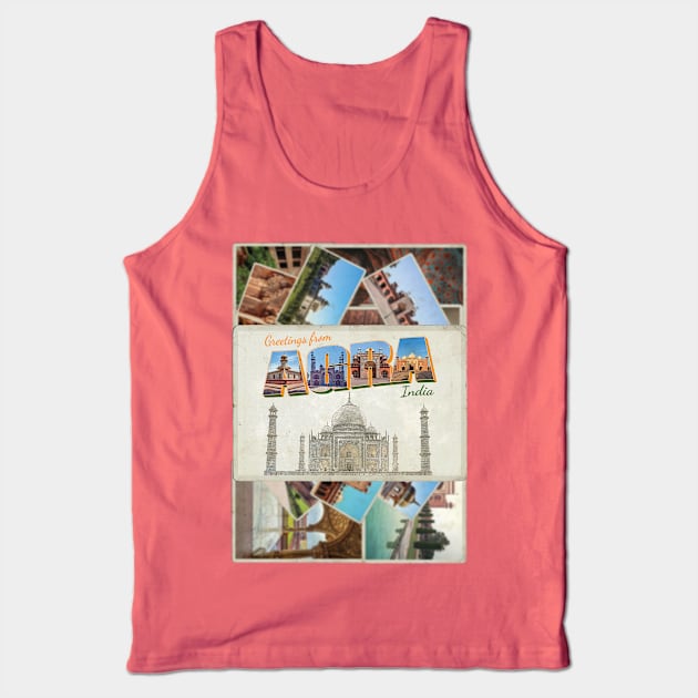 Greetings from Agra in India Vintage style retro souvenir Tank Top by DesignerPropo